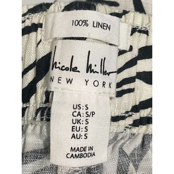 Nicole Miller New York Zebra Print 100% Linen Wide-Leg Pants Size S - Picture 8 of 13